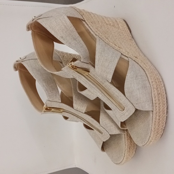 Michael Kors Gold Wedge Espadrilles with T-Strap - Picture 3 of 7